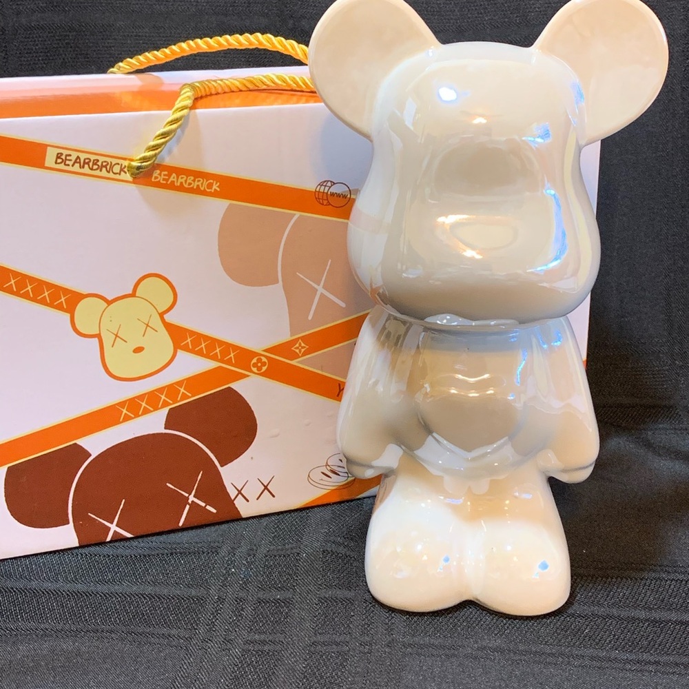 Yun Du Bearbrick Ceramic Bear piggy bank- White